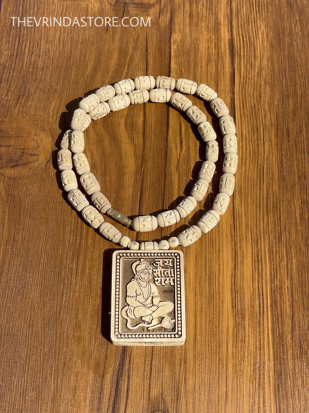 Hanuman Ji Locket & Ram Name Beads Original Tulsi Mala
